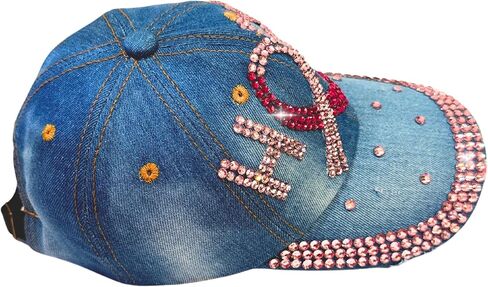 Popfizzy Bedazzled Hat for Women, Rhinestone Denim Hat, Fun Adult Bling Hats, Birthday Gifts for Women, Adjustable, One Size in Saudi Arabia