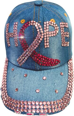 Popfizzy Bedazzled Hat for Women, Rhinestone Denim Hat, Fun Adult Bling Hats, Birthday Gifts for Women, Adjustable, One Size in Saudi Arabia