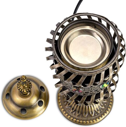 Attar Mist Carousel Electric Incense Burner - Metalic Bakhoor Burner Holder | Oud Frankincense Resin Burner (Mabkhara) | for Office & Home Decor | Ideal for Yoga, Spa & Aromatherapy (Silver) in Saudi Arabia