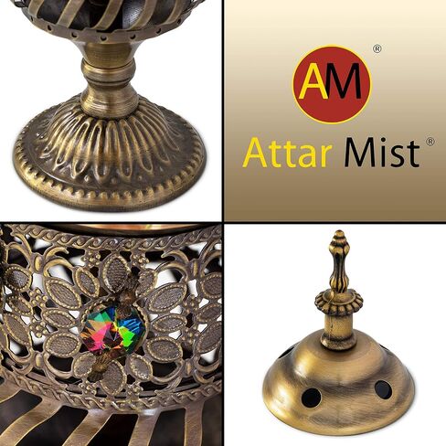 Attar Mist Carousel Electric Incense Burner - Metalic Bakhoor Burner Holder | Oud Frankincense Resin Burner (Mabkhara) | for Office & Home Decor | Ideal for Yoga, Spa & Aromatherapy (Silver) in Saudi Arabia