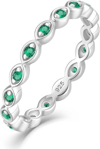 Sterling Silver Stackable Ring Birthstone Eternity Bands for Women in Kuwait