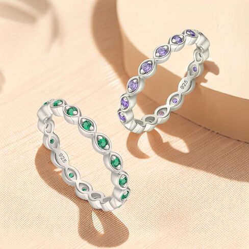 Sterling Silver Stackable Ring Birthstone Eternity Bands for Women in Kuwait