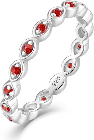 Sterling Silver Stackable Ring Birthstone Eternity Bands for Women in Kuwait