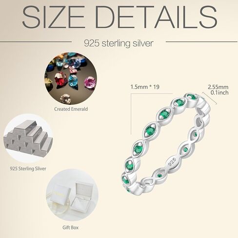 Sterling Silver Stackable Ring Birthstone Eternity Bands for Women in Kuwait