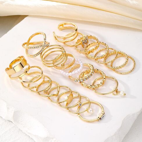 Gold Knuckle Rings for Women Trendy, Vintage Stackable Rings 14k Gold Plated Rings Sets Dainty Joint Finger Midi Ring Cute Rings Pack Festival Jewelry Gift in Kuwait