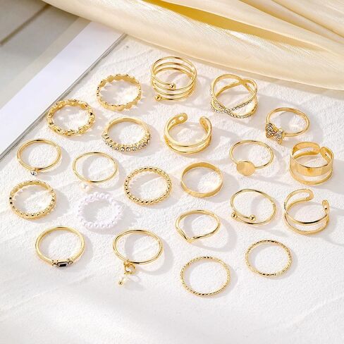 Gold Knuckle Rings for Women Trendy, Vintage Stackable Rings 14k Gold Plated Rings Sets Dainty Joint Finger Midi Ring Cute Rings Pack Festival Jewelry Gift in Kuwait