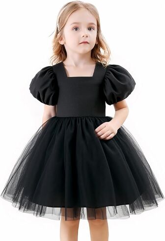Tutu.kk Toddler Girls Casual Dress Puff Sleeve A-Line Swing Flared Party Birthday Formal Dresses in Kuwait