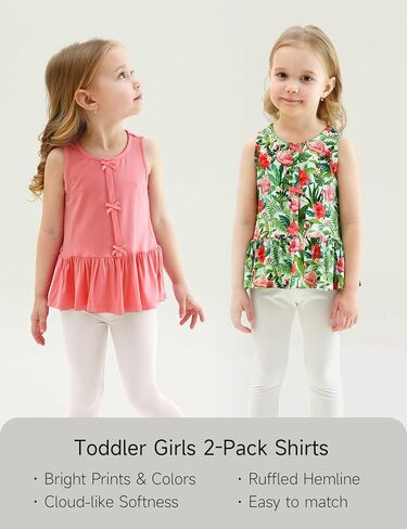 Bamboo Viscose Shirts for Girls Casual Sleeveless 2-Pack Toddler Girls Tops in Saudi Arabia