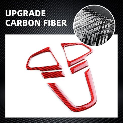 Real Carbon Fiber Steering Wheel, Button Chin Frame Covers for Ford Focus RS/ST/SE/ECO Boost (2015-2018), Decor Stickers Kit Interior Car Accessories, Red in Kuwait