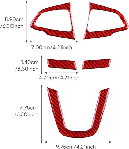 Real Carbon Fiber Steering Wheel, Button Chin Frame Covers for Ford Focus RS/ST/SE/ECO Boost (2015-2018), Decor Stickers Kit Interior Car Accessories, Red in Kuwait