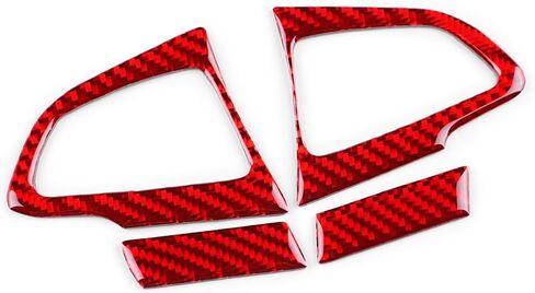 Real Carbon Fiber Steering Wheel, Button Chin Frame Covers for Ford Focus RS/ST/SE/ECO Boost (2015-2018), Decor Stickers Kit Interior Car Accessories, Red in Kuwait