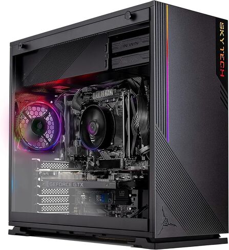كمبيوتر سطح المكتب Skytech Shadow للألعاب، Ryzen 5 5500 3.6 جيجا هرتز (4.2 جيجا هرتز Turbo Boost)، NVIDIA RTX 3050 8 جيجا GDDR6، 500 جيجا SSD، 16 جيجا DDR4 RAM 3200، 650 وات Gold PSU، Wi-Fi، Win 11 Home in Kuwait