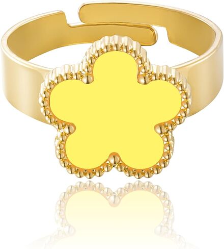Gold Plated Five Leaf Clover Ring for Women Lucky Flower Jewelry in Saudi Arabia
