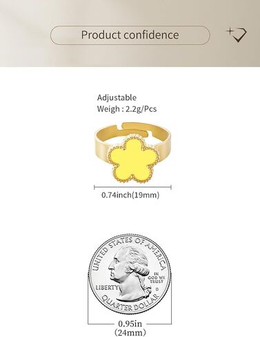 Gold Plated Five Leaf Clover Ring for Women Lucky Flower Jewelry in Saudi Arabia