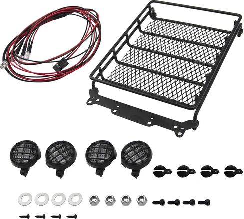 sharegoo 152mm x 107mm RC 1/12 سلة أمتعة رف السقف المعدنية مع مجموعة الضوء 4 متوافقة مع MN D90 D99S MN98 MN99S MN-90 1/12 RC Parts (النمط A) in Saudi Arabia