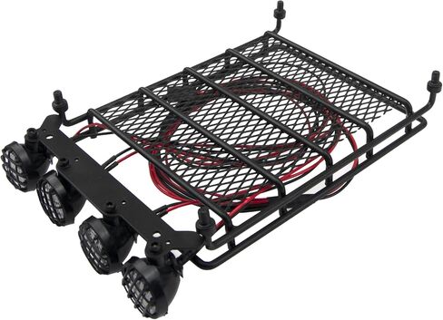 sharegoo 152mm x 107mm RC 1/12 سلة أمتعة رف السقف المعدنية مع مجموعة الضوء 4 متوافقة مع MN D90 D99S MN98 MN99S MN-90 1/12 RC Parts (النمط A) in Saudi Arabia