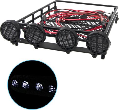 sharegoo 152mm x 107mm RC 1/12 سلة أمتعة رف السقف المعدنية مع مجموعة الضوء 4 متوافقة مع MN D90 D99S MN98 MN99S MN-90 1/12 RC Parts (النمط A) in Saudi Arabia