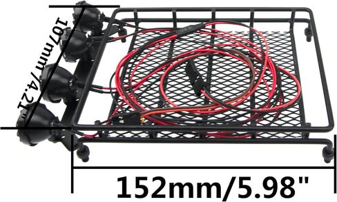 sharegoo 152mm x 107mm RC 1/12 سلة أمتعة رف السقف المعدنية مع مجموعة الضوء 4 متوافقة مع MN D90 D99S MN98 MN99S MN-90 1/12 RC Parts (النمط A) in Saudi Arabia