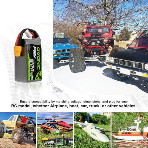 OVONIC 4s Lipo Battery 100C 1550mAh 14.8V Lipo Battery with XT60 Connector for RC FPV Racing Drone Quadcopter(2 Packs) in Kuwait