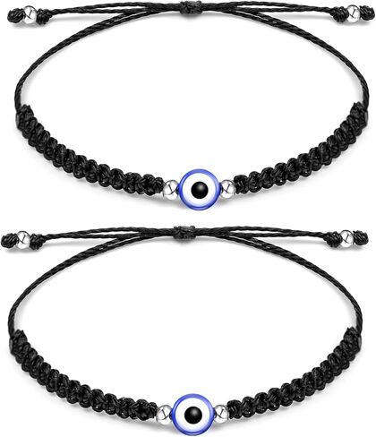 2 Pcs Evil Eye Bracelets for Women, Protection for Men Kids, Negative Energy Evil Eye Jewelry Nazar, Red and Black String Bracelet for Protection in Saudi Arabia