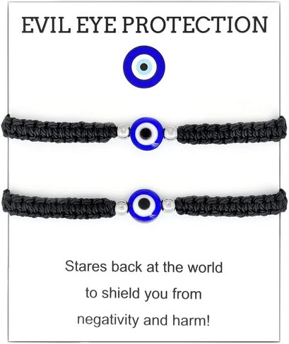 2 Pcs Evil Eye Bracelets for Women, Protection for Men Kids, Negative Energy Evil Eye Jewelry Nazar, Red and Black String Bracelet for Protection in Saudi Arabia