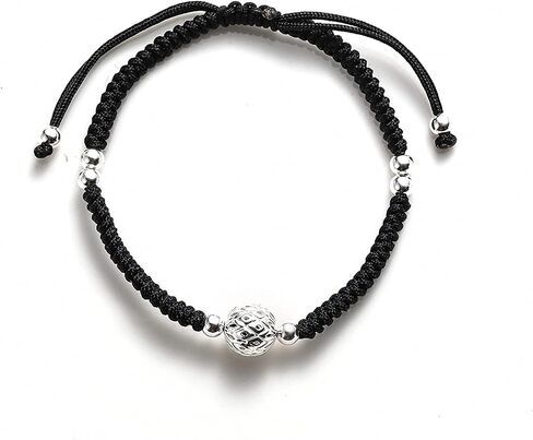 Protection Bracelet for Women and Men Real 990 Sterling Silver Lucky Beads Amulet Black Rope Bracelet Handmade String Adjustable Jewelry Gift in Kuwait