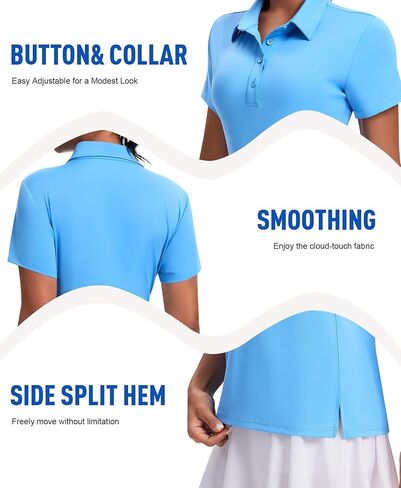 JoyGirl Womens Golf Shirt Polo Shirts Short Sleeve Collared Tops UPF 50+ Button Down Tennis Shirts in Kuwait
