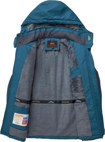 Men's Winter Ski Jacket Warm Waterproof Fleece Liner Snow Coat Hooded Windproof Mountain Raincoat in Saudi Arabia