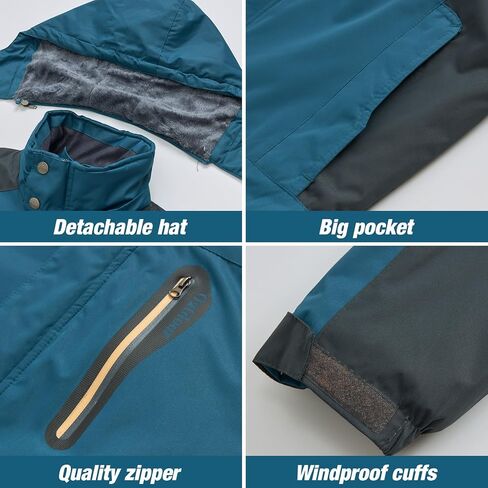 Men's Winter Ski Jacket Warm Waterproof Fleece Liner Snow Coat Hooded Windproof Mountain Raincoat in Saudi Arabia