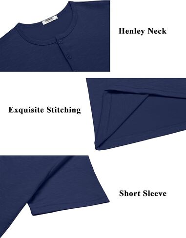 COOFANDY Men's Henley Shirts Short Sleeve Collarless Button T-Shirt Fashion Casual Basic Tee Tops in Saudi Arabia