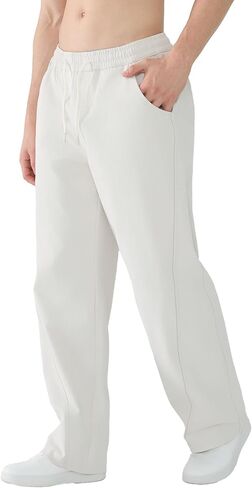 Susclude Mens Baggy Pants Wide Leg Summer Casual Pants Y2k Lightweight Elastic Waist Drawstring 2025 Trendy Pants in Saudi Arabia