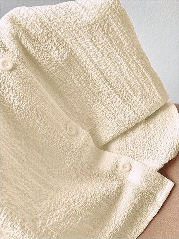 SHENHE Women's Oversized Button Down Short Sleeve Shirt Textured Collared Crop Top Blouse in Saudi Arabia