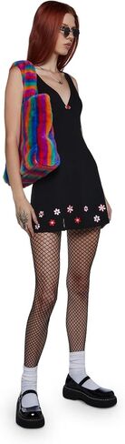 Dolls Kill So Yesterday Mini Dress – 90s-Inspired V-Neck Dress with Rosette and Embroidery by dELiAs in Saudi Arabia