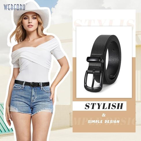 WERFORU Women Belt Fashion Leather Waist Belt for Pants Jean Women Leather Belts with Gold Buckle in Saudi Arabia