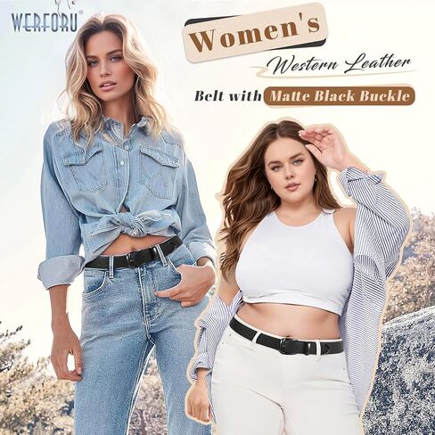 WERFORU Women Belt Fashion Leather Waist Belt for Pants Jean Women Leather Belts with Gold Buckle in Saudi Arabia