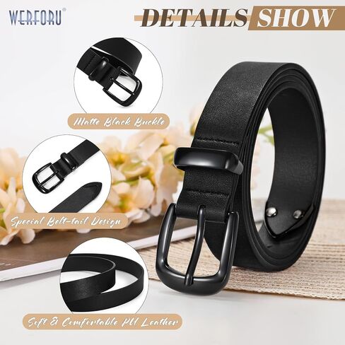 WERFORU Women Belt Fashion Leather Waist Belt for Pants Jean Women Leather Belts with Gold Buckle in Saudi Arabia