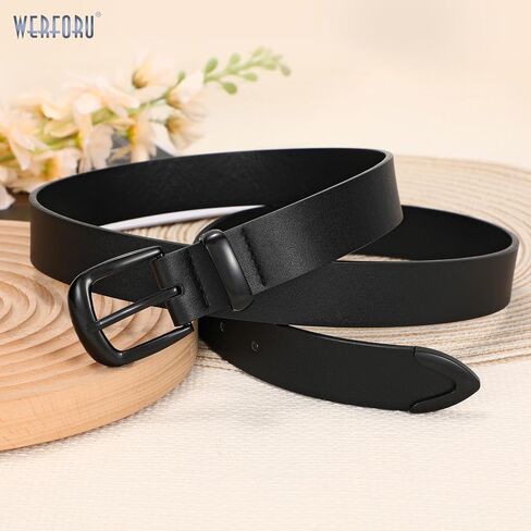 WERFORU Women Belt Fashion Leather Waist Belt for Pants Jean Women Leather Belts with Gold Buckle in Saudi Arabia