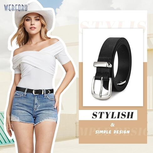 WERFORU Women Belt Fashion Leather Waist Belt for Pants Jean Women Leather Belts with Gold Buckle in Saudi Arabia