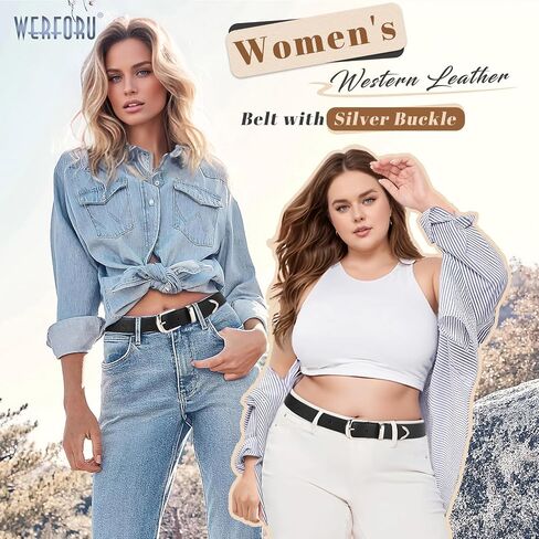 WERFORU Women Belt Fashion Leather Waist Belt for Pants Jean Women Leather Belts with Gold Buckle in Saudi Arabia