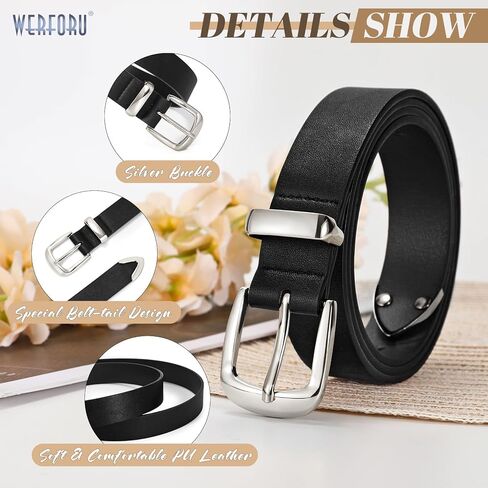 WERFORU Women Belt Fashion Leather Waist Belt for Pants Jean Women Leather Belts with Gold Buckle in Saudi Arabia