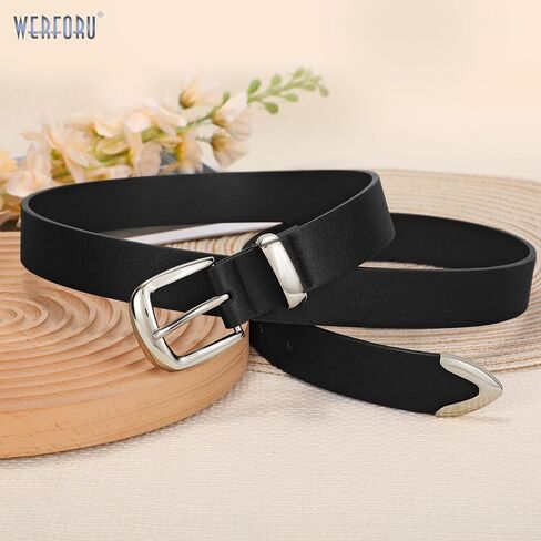 WERFORU Women Belt Fashion Leather Waist Belt for Pants Jean Women Leather Belts with Gold Buckle in Saudi Arabia