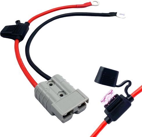 1.15 Ft 10 AWG Battery Cable, 600V 50Amp Battery Cable Quick Connector with O Ring and Fuses for Battery Power Transfer in Saudi Arabia