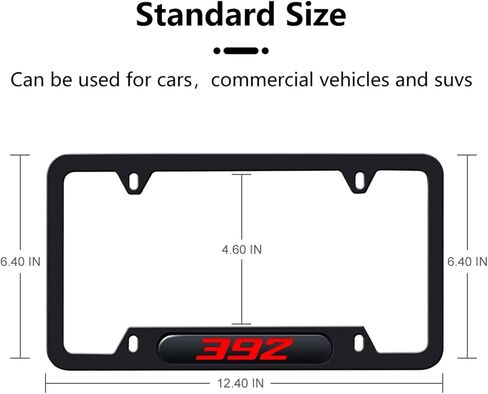 2PCS License Plate for Dodge Challenger Durango SRT 392 Premium Car License Plate Bracket Holder, Premium Aluminum Alloy Weather Proof License Plate Covers with Screw Caps Cover Set Car Accessories in Saudi Arabia