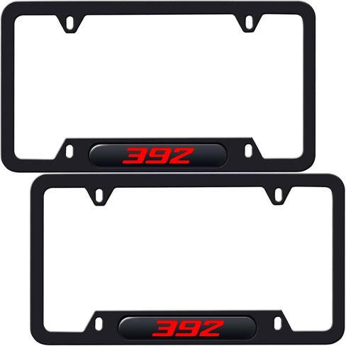 2PCS License Plate for Dodge Challenger Durango SRT 392 Premium Car License Plate Bracket Holder, Premium Aluminum Alloy Weather Proof License Plate Covers with Screw Caps Cover Set Car Accessories in Saudi Arabia