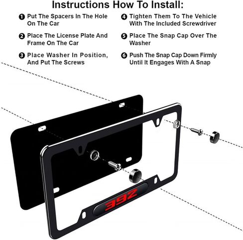2PCS License Plate for Dodge Challenger Durango SRT 392 Premium Car License Plate Bracket Holder, Premium Aluminum Alloy Weather Proof License Plate Covers with Screw Caps Cover Set Car Accessories in Saudi Arabia