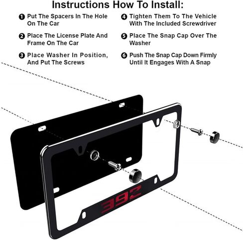 2PCS License Plate for Dodge Challenger Durango SRT 392 Premium Car License Plate Bracket Holder, Premium Aluminum Alloy Weather Proof License Plate Covers with Screw Caps Cover Set Car Accessories in Saudi Arabia