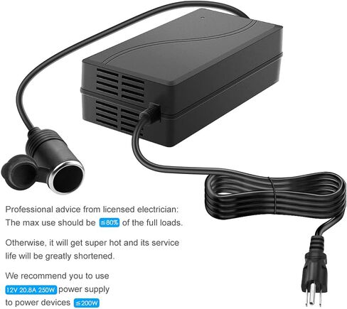 SHNITPWR AC إلى DC Converter 12V 20A 250W إمدادات الطاقة 110V إلى 12V محول AC/DC محول سيارت سيجور أخف مقبس 100 ~ 240V AC إلى DC 12V 20.8A 18A محول لإطارات ثلاجة السيارة in Kuwait