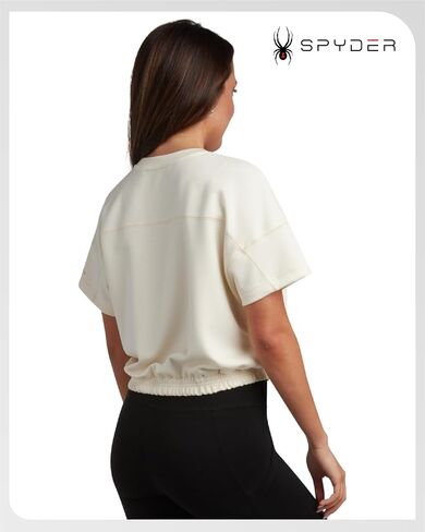 Tops Spyder Womens Crops - UPF 30+ قصيرة الأكمام من طاقم الطيران ، قمم القمصان المحصورة للنساء (الأحجام: S -XL) in Saudi Arabia