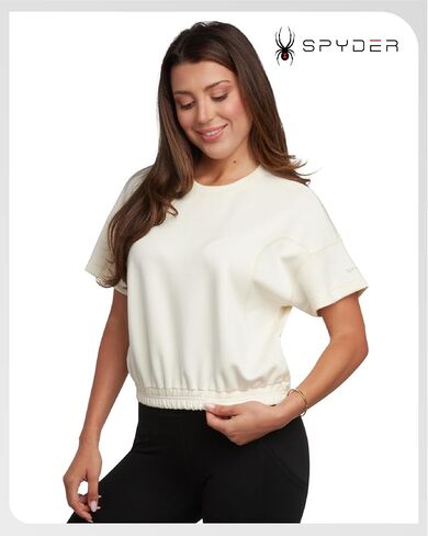 Tops Spyder Womens Crops - UPF 30+ قصيرة الأكمام من طاقم الطيران ، قمم القمصان المحصورة للنساء (الأحجام: S -XL) in Saudi Arabia