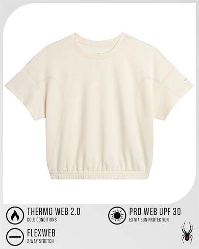 Tops Spyder Womens Crops - UPF 30+ قصيرة الأكمام من طاقم الطيران ، قمم القمصان المحصورة للنساء (الأحجام: S -XL) in Saudi Arabia